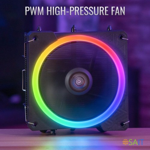 Устройство охлаждения(кулер) Aerocool Cylon 3H ARGB Soc-AM5/AM4/1200/1700/1851 черный 4-pin 13-24dB Al+Cu 125W 480gr Ret (CYLON 3H ARGB PWM 4P)