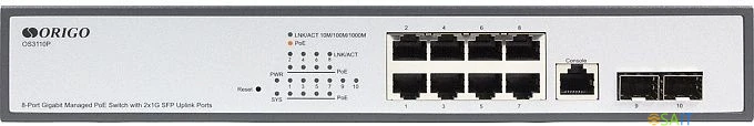 Коммутатор Origo OS3110P OS3110P/135W/A1A (L2) 8x1Гбит/с 2xКомбо(1000BASE-T/SFP) 2SFP 8PoE 8PoE+ 135W управляемый