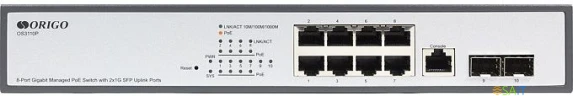 Коммутатор Origo OS3110P OS3110P/135W/A1A (L2) 8x1Гбит/с 2xКомбо(1000BASE-T/SFP) 2SFP 8PoE 8PoE+ 135W управляемый