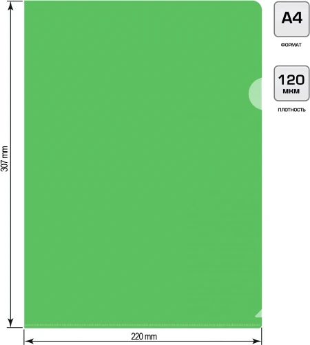 Папка-уголок Silwerhof Eco SE-E120/GRN тисненый A4 пластик 0.12мм зеленый