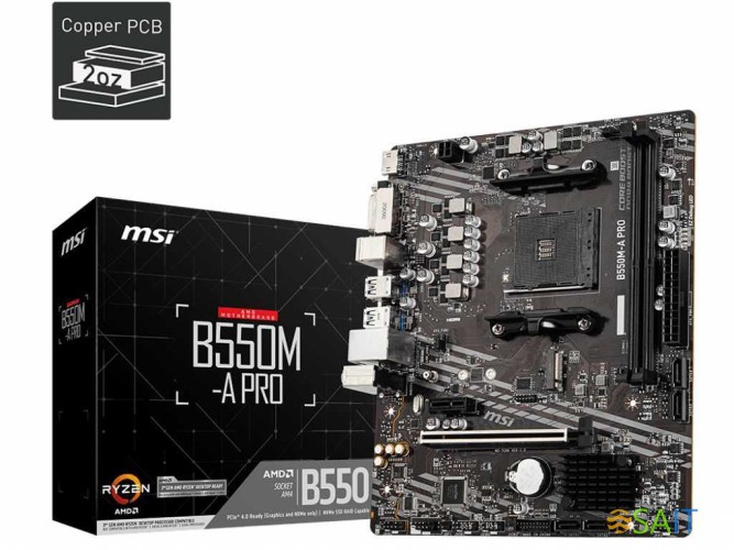 Материнская плата MSI B550M-A PRO Soc-AM4 AMD B550 2xDDR4 mATX AC`97 8ch(7.1) GbLAN RAID+DVI+HDMI