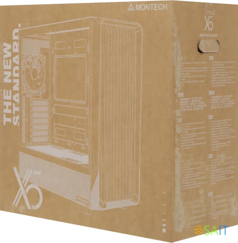 Корпус Montech X5 белый без БП ATX 8x120mm 2x140mm 1xUSB2.0 1xUSB3.0 audio bott PSU