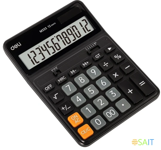 Калькулятор настольный Deli Askend EM333 черный 12-разр.