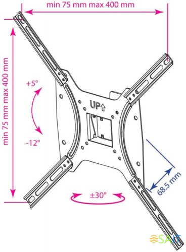Кронштейн для телевизора Kromax OPTIMA-402 черный 15"-55" макс.25кг настенный поворот и наклон