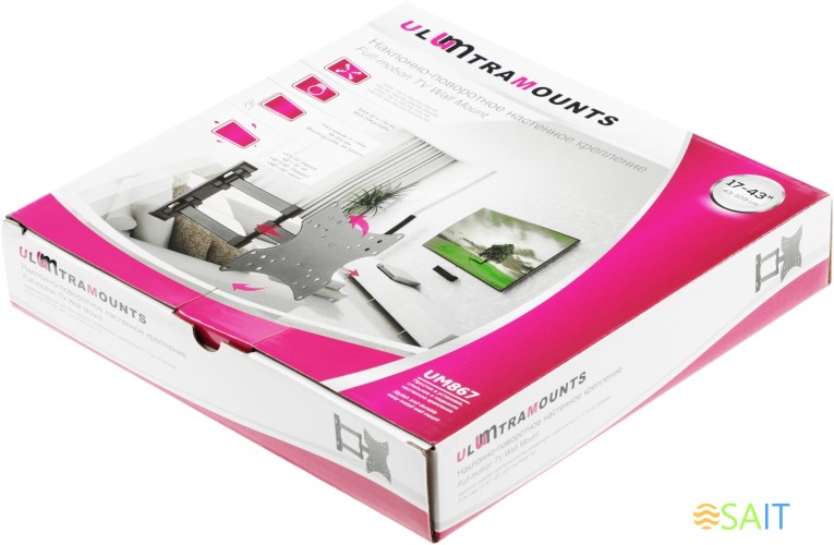 Кронштейн для телевизора Ultramounts UM867 черный 23"-42" макс.20кг настенный поворот и наклон