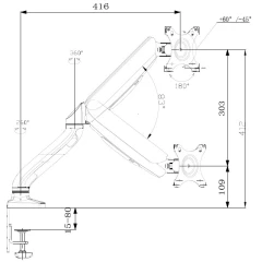 Кронштейн для мониторов ЖК Buro M1 черный 17"-27" макс.9кг крепление к столешнице поворот и наклон