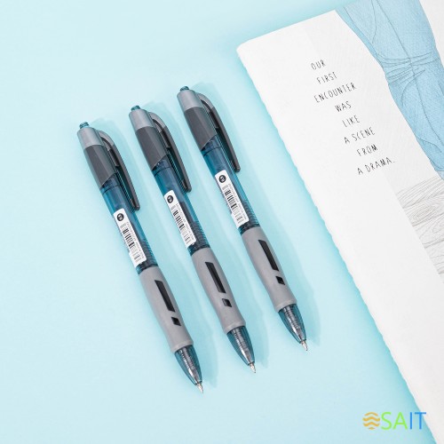 Ручка гелев. автоматическая Deli Arris EG08-BK прозрачный/серый d=0.5мм черн. черн. резин. манжета