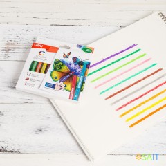 Восковые мелки Deli EC20000 Color Emotion трехгранные 12цв. картон.кор./европод.