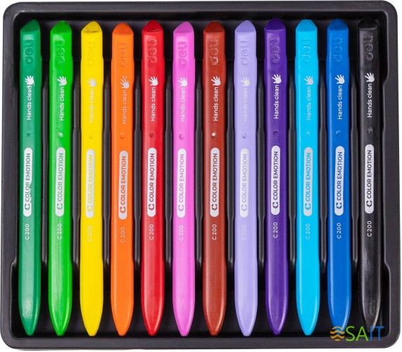 Восковые мелки Deli EC20000 Color Emotion трехгранные 12цв. картон.кор./европод.