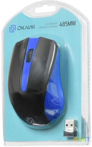 Мышь Оклик 485MW черный/синий оптическая 1000dpi беспров. USB для ноутбука 3but (997826)