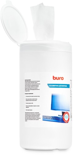 Салфетки Buro BU-Ascreen для экранов мониторов/плазменных/ЖК телевизоров/ноутбуков туба 100шт влажных