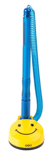 Ручка шариков. автоматическая Deli EQ50-BL синий/прозрачный d=0.7мм син. черн. на подставке резин. манжета