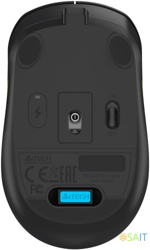 Мышь A4Tech Fstyler FG10CS Air черный/зеленый оптическая 2000dpi silent беспров. USB для ноутбука 4but (FG10CS AIR SPORTS GREEN)