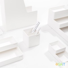 Подставка Deli ENS011WHITE Nusign 2отд. для письменных принадлежностей 84х84х86мм белый пластик