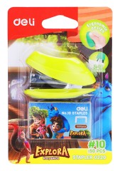 Комплект степлер+скобы Deli E0220 Explora N10 (15листов) встроенный антистеплер ассорти закрытый блистер