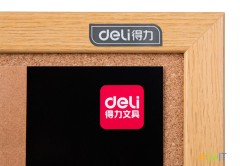 Доска пробковая Deli 8765 пробка желтый 90x120см деревянная рама