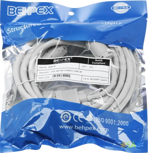 Кабель VGA (m) VGA (m) 3м феррит.кольца