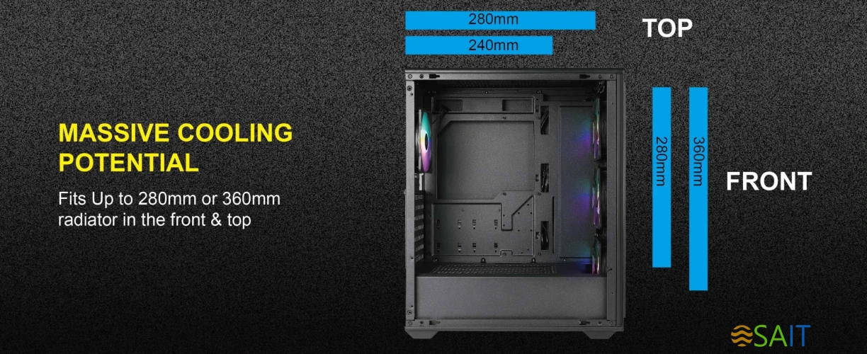 Корпус Azza Forest черный без БП ATX 4x120mm 4x140mm 2xUSB3.0 audio bott PSU