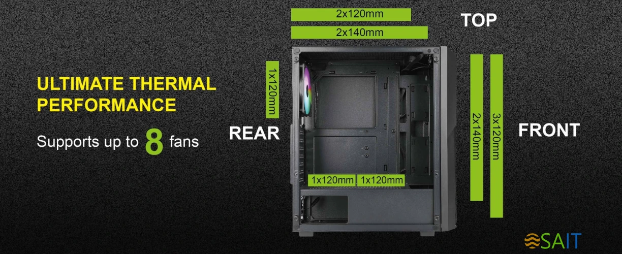 Корпус Azza Forest черный без БП ATX 4x120mm 4x140mm 2xUSB3.0 audio bott PSU