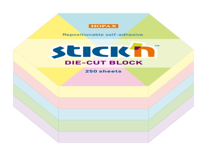 Блок самоклеящийся бумажный Stick`n 21826 61x70мм 250лист. пастель ассорти "гексагон"