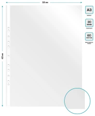 Папка-вкладыш Бюрократ Премиум 013AV3 глянцевые A3 вертикальный 30мкм (упак.:50шт)