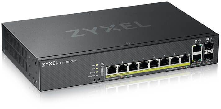 Коммутатор Zyxel GS2220-10HP-EU0101F (L2) 8x1Гбит/с 2xКомбо(1000BASE-T/SFP) 8PoE+ 180W управляемый