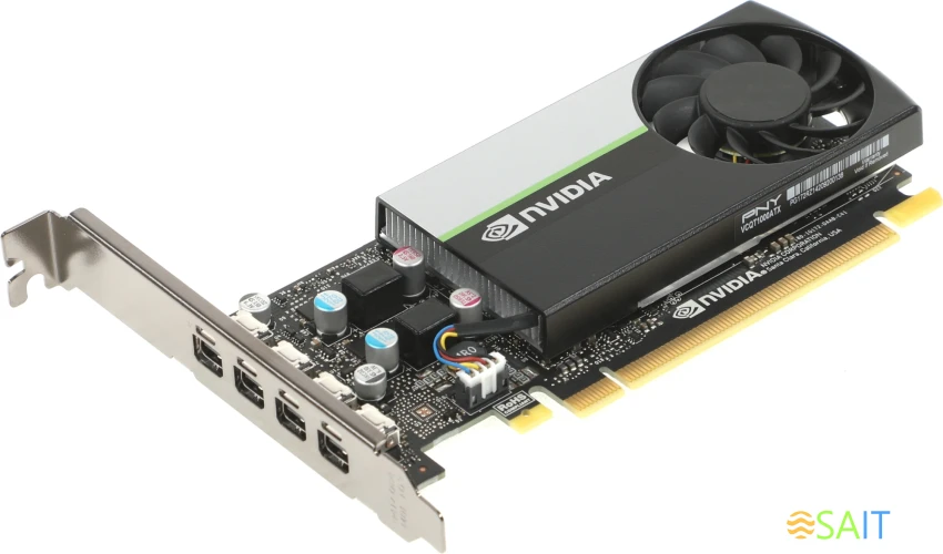 Видеокарта PNY PCI-E 3.0 T1000 NVIDIA T1000 4Gb 128bit GDDR6 1065/10000 mDPx4 HDCP Bulk low profile