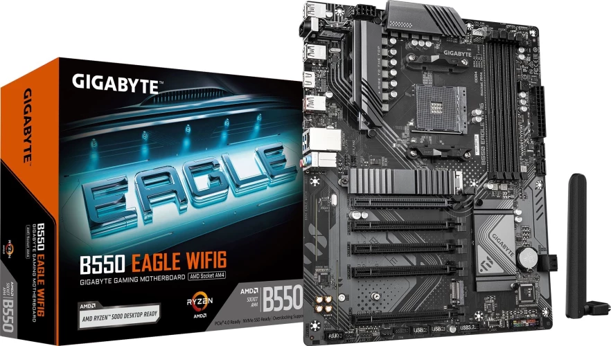 Материнская плата Gigabyte B550 EAGLE WIFI6 Soc-AM4 AMD B550 4xDDR4 ATX AC`97 8ch(7.1) GbLAN RAID+HDMI