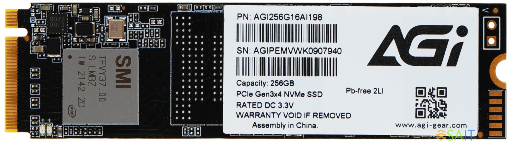 Накопитель SSD AGi PCIe 3.0 x4 256GB AGI256G16AI198 AI198 M.2 2280