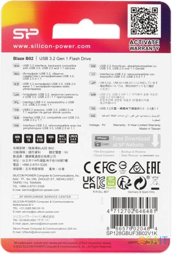 Флеш Диск Silicon Power 128Gb Blaze B02 SP128GBUF3B02V1K USB3.1 черный