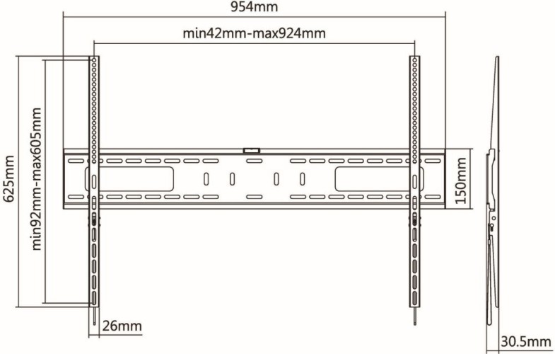 Кронштейн для телевизора Ultramounts UM815F черный 60"-100" макс.75кг настенный фиксированный