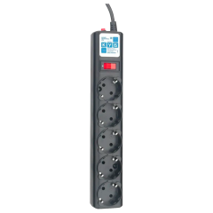 Фильтр-удлинитель Power Cube 3м д/подкл. к UPS(C14) 5 роз., 10А черный/граффит Surge protector Power Cube SPG5-B3