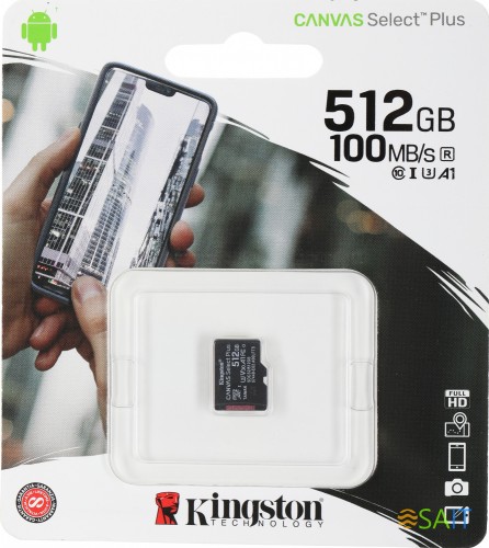 Флеш карта microSDXC 512GB Kingston SDCS2/512GBSP Canvas Select Plus w/o adapter