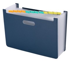 Папка с 13 прозр.вклад. Deli 63951DK-BLUE A4 полипропилен темно-синий с ручками 330x20x235мм