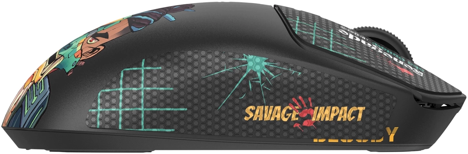 Мышь A4Tech Bloody R72 Ultra Duo черный/рисунок оптическая 20000dpi беспров. USB/USB-C 6but (R72 ULTRA DUO RENEGADEMIDNIGHT)