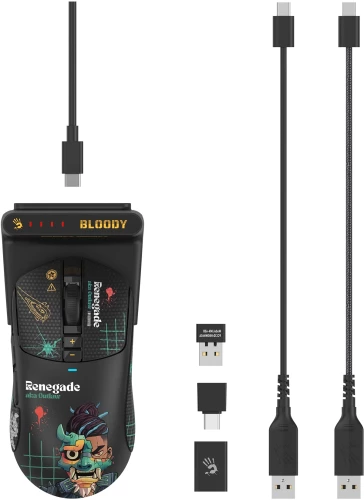 Мышь A4Tech Bloody R72 Ultra Duo черный/рисунок оптическая 20000dpi беспров. USB/USB-C 6but (R72 ULTRA DUO RENEGADEMIDNIGHT)