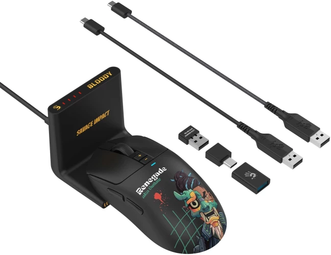 Мышь A4Tech Bloody R72 Ultra Duo черный/рисунок оптическая 20000dpi беспров. USB/USB-C 6but (R72 ULTRA DUO RENEGADEMIDNIGHT)