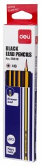 Карандаш ч/г Deli E38030 HB шестигран. липа кор.европод. (12шт) ластик