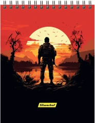 Блокнот Silwerhof A5 обложка картон 60л клетка гребень Одинокий воин (2шт)