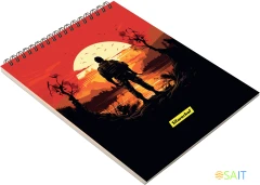 Блокнот Silwerhof A5 обложка картон 60л клетка гребень Одинокий воин (2шт)