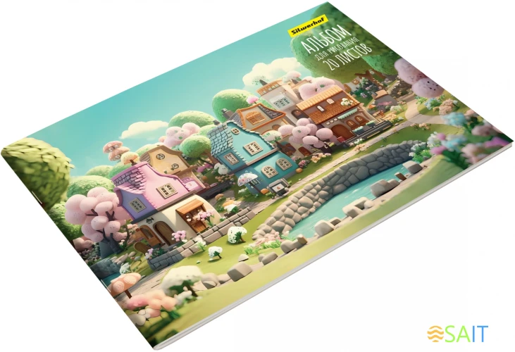 Альбом для рисования Silwerhof 20л. A4 Сказочный мир 4диз. мел.картон скрепка (упак.:4шт)