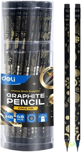 Карандаш ч/г Deli EC042-HB 2.2мм HB кругл. липа ассорти Golden Flower Texture