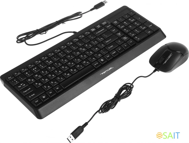 Клавиатура + мышь A4Tech Fstyler F1512 клав:черный мышь:черный USB (F1512 BLACK)