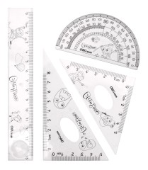 Циркуль Deli E9598 корпус серый в компл.:линейка 15см/транспортир/2 угольника