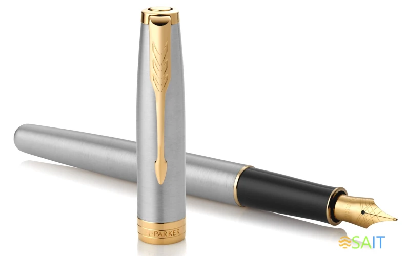 Ручка перьев. Parker Sonnet Core F527 (1931504) Stainless Steel GT F сталь нержавеющая подар.кор.