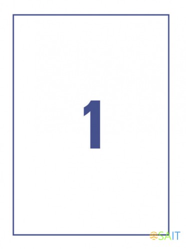 Этикетки Avery Zweckform 3478 A4 210x297мм 1шт на листе/70г/м2/100л./белый матовое самоклей. универсальная