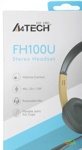 Наушники с микрофоном A4Tech Fstyler FH100U желтый/черный 2м накладные USB оголовье (FH100U (BUMBLEBEE))