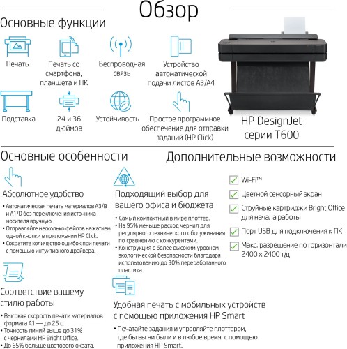 Плоттер HP Designjet T650 (5HB10A/5HB10D) A0/36"