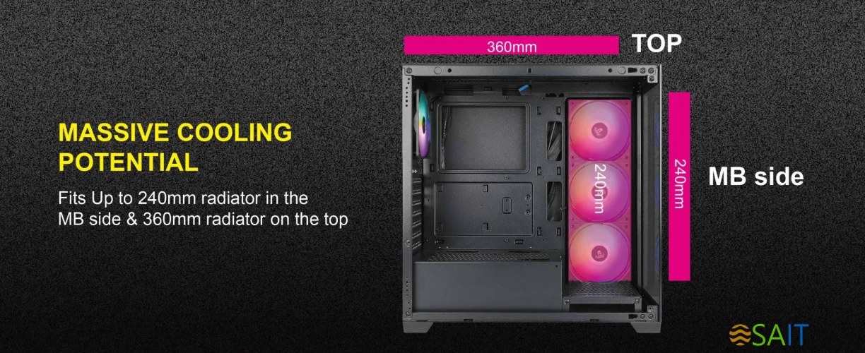 Корпус Azza Neptune черный без БП ATX 5x120mm 2x140mm 2xUSB2.0 1xUSB3.0 audio bott PSU