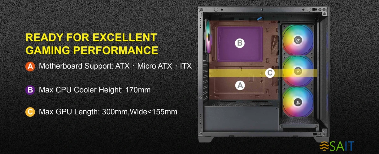 Корпус Azza Neptune черный без БП ATX 5x120mm 2x140mm 2xUSB2.0 1xUSB3.0 audio bott PSU